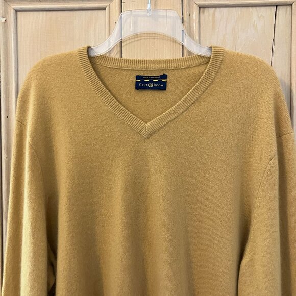 Club Room Mens Vintage Y2K 100% Cashmere V-Neck Sweater Size XXL Yellow FA EXC - Picture 3 of 8